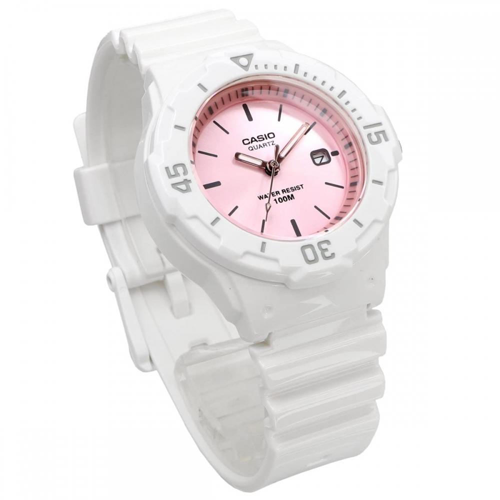 Casio Аналоговые часы CASIO LRW-200H-4E3V женские детские дешевые Casio глянцевый белый x розовый металлик зарубежная модель