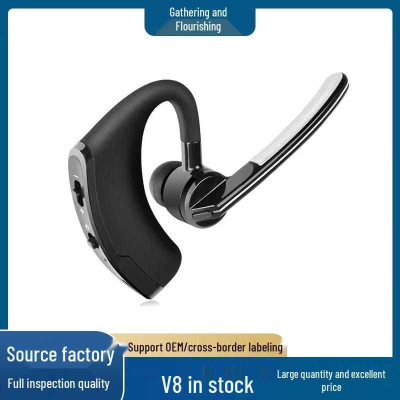 Bluetooth-наушники V8: Обновленный беспроводной стерео-наушник-клипса для Android и Apple