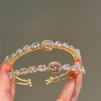 Летний розовый и белый темпераментный круглый циркониевый браслет небольшой свежий квадратный циркониевый браслет открывающийся регулируемый женский браслет