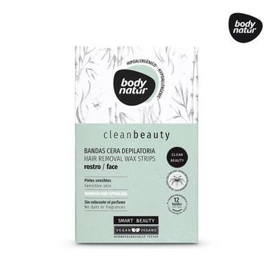 BODY NATUR Clean Beauty Восковая полоска для удаления волос для лица 12 листов