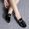 British Style Thick Heel Small Leather Shoes Women's 2025 Spring New Work Shoes Black Doudou Patent Leather Flat Shoes