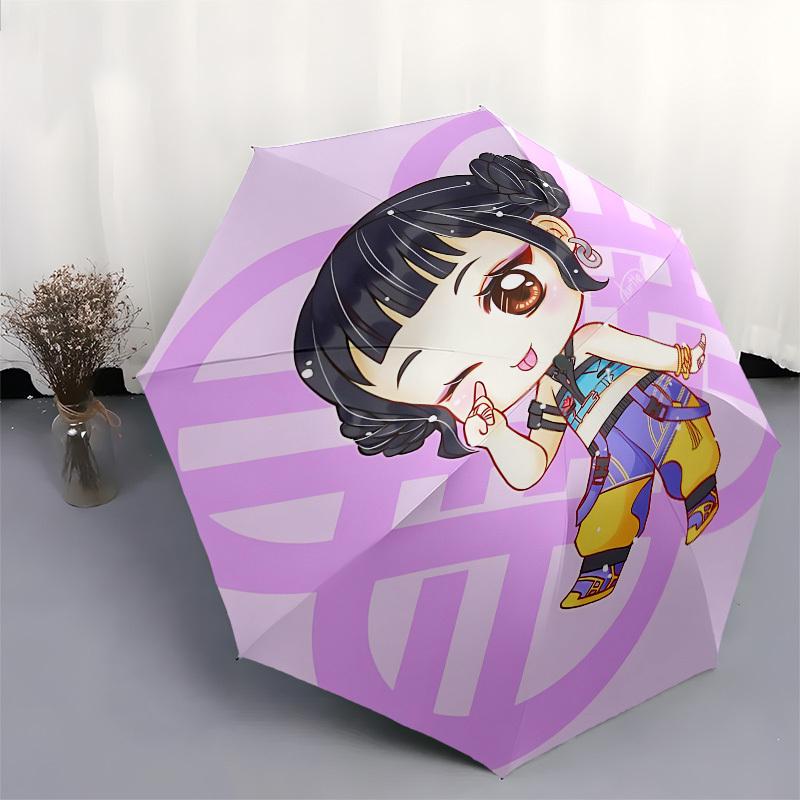 K-POP Anime Girls Group Themed Automatic Opening and Closing Umbrella - 8 Ribs, Suitable for Leisure and Going Out, Outdoor Accessory, Gothi