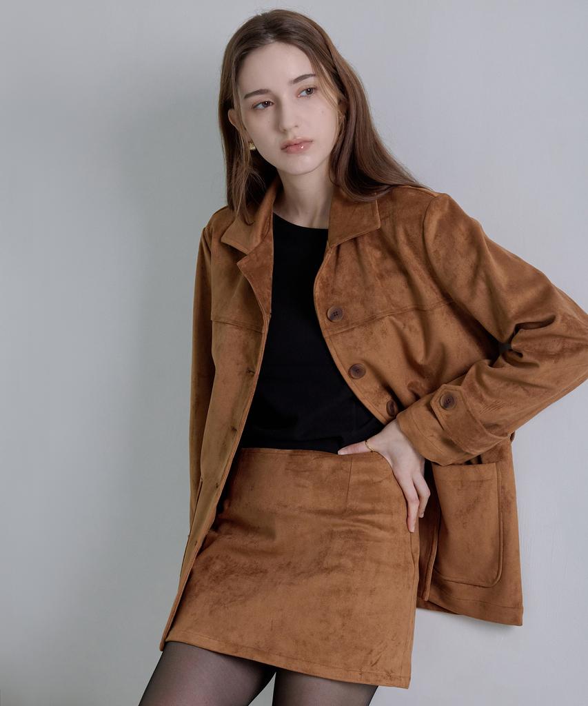 Hye Young Kim Cord Set Suede Mini Skirt - Camel