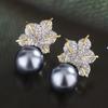 Platinum Grey Pearl Stud Earrings Necklace Fashion Commuter Silver Needle Australia White Pearl Earrings Necklace Set New Women's Premium