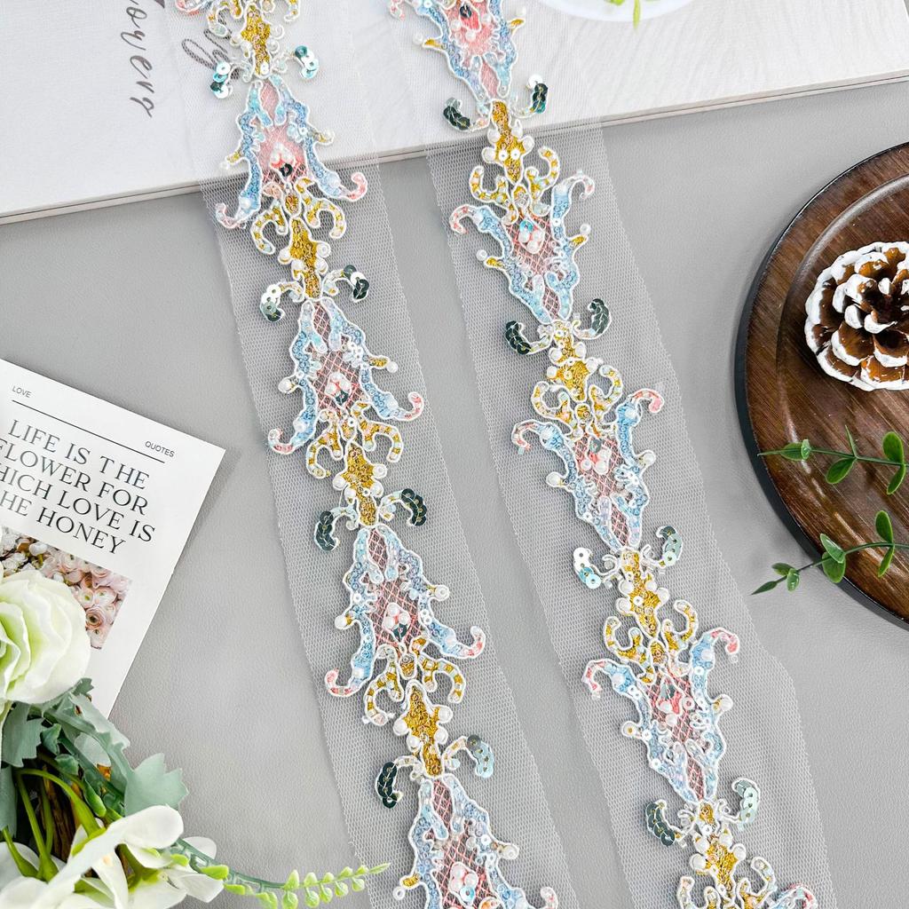 5 см Сетчатый Полый Бисер Пайетки Штрих-код Автомобильная Нить Декоративный Пояс для Платья Аксессуары для Сценической Одежды Кружевные Аксессуары