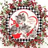 2D Flat 20cm Happy Valentine's Day Black and White Plaid Cat Wooden Wall Hanging Decor - Car Balloon Universal Holiday Wooden Pendant, Home Decoration