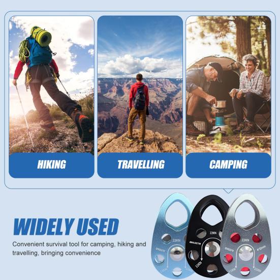 Climbing Fixed Plate Micro Pulley 28KN General Purpose Small Metal Single Sheave Hauling Pulley for Rock Climbing Aloft Work Rappelling Rescue