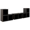 6 Piece TV Cabinet Set High Gloss Grey Particleboard