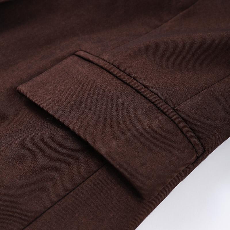 Elegant Blazer Women Fashion Brown Shoulder Pad Cinched Waist Suit Jacket Commute Office Lady Women's Professional Jacket