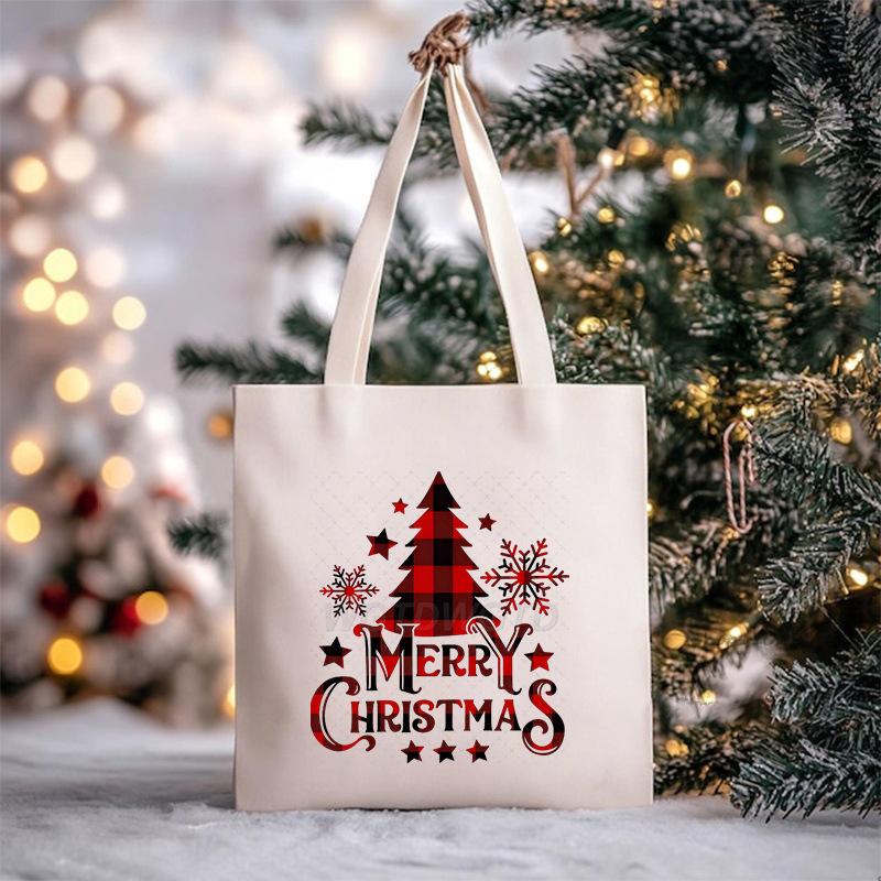 Christmas Christmas Printed Canvas Bag Large Capacity Casual Trend Student Shoulder Bag Tote Bag