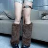 Chubby Furry Leg Warmers Solid Colors Y2k Leggings Thickened Stockings Women  Women