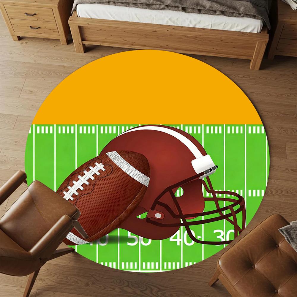 1PC football helmet Office Round Area Rug, Under Office Chairs Bedroom Living Room Home Decor, Carpet for Office -1110164