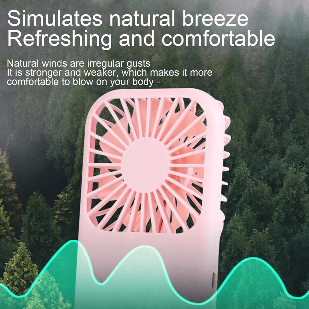 Компактный мини-вентилятор с подставкой для подзарядки Маленький карманный вентилятор с тремя скоростями ветра Мощный долговечный вентилятор