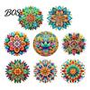Coffee Table Coasters 8PCS Coasters, Colorful Wood with Non-Slip Heat Insulation Decorative Waterproof Drink Holder, for Home Office Dining Furniture
