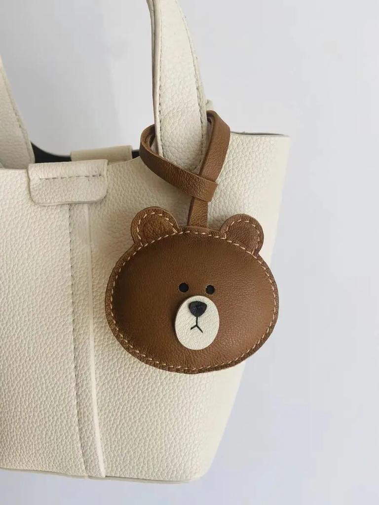 Cute Unique Sheepskin Handmade Cute Bear Key Chain Pendant Handbag Crossbody Bag Pendant Girl'S Gift Birthday Gift Lovely