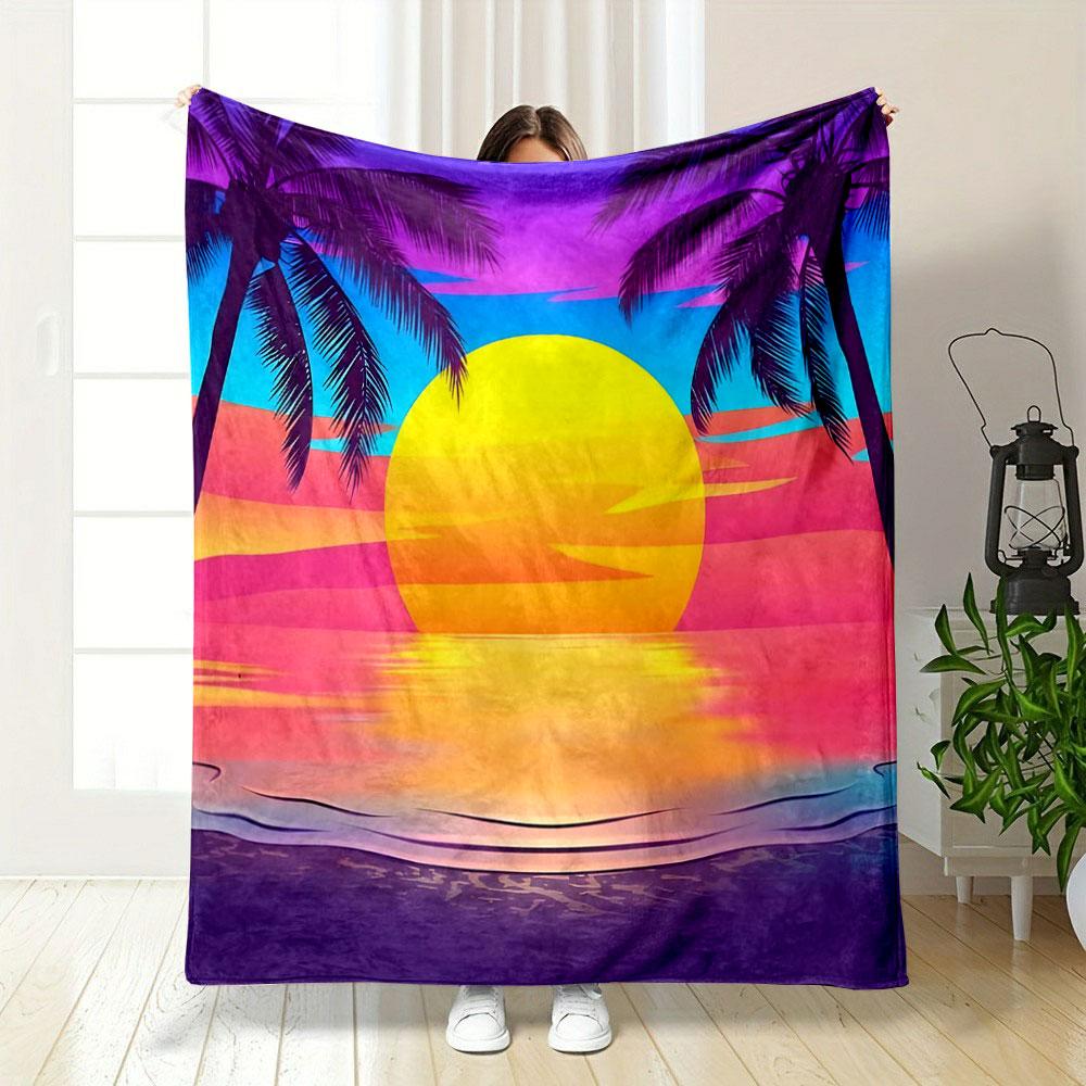 Tropical Sunset Paradise print blanket soft and cozy perfect for the living room bed sofa or a nap,gift