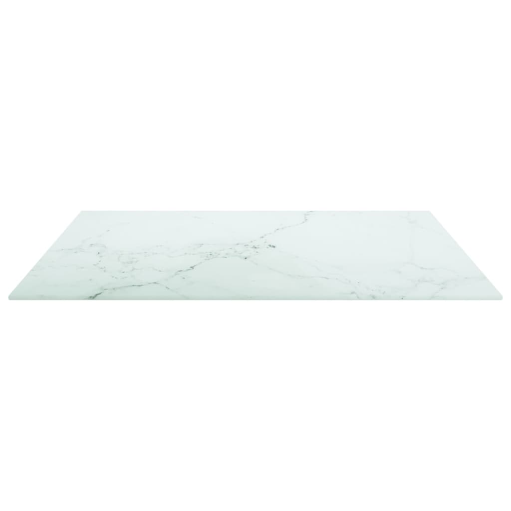 Vidaxl Blat Stołu, Biały, 70X70 Cm, 6 Mm, Szkło Ze Wzorem Marmuru