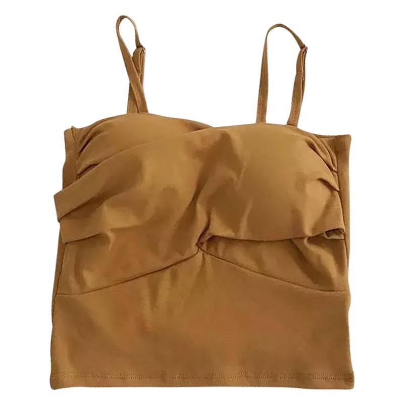 Женский топ-топ на бретельках, однотонный тонкий жилет