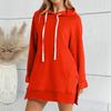 Yousheng Женское платье с капюшоном, свободный однотонный цвет, с разрезом, завязками на талии, с большим карманом, пуловер с капюшоном, топ средней длины, спортивная толстовка с капюшоном для свиданий