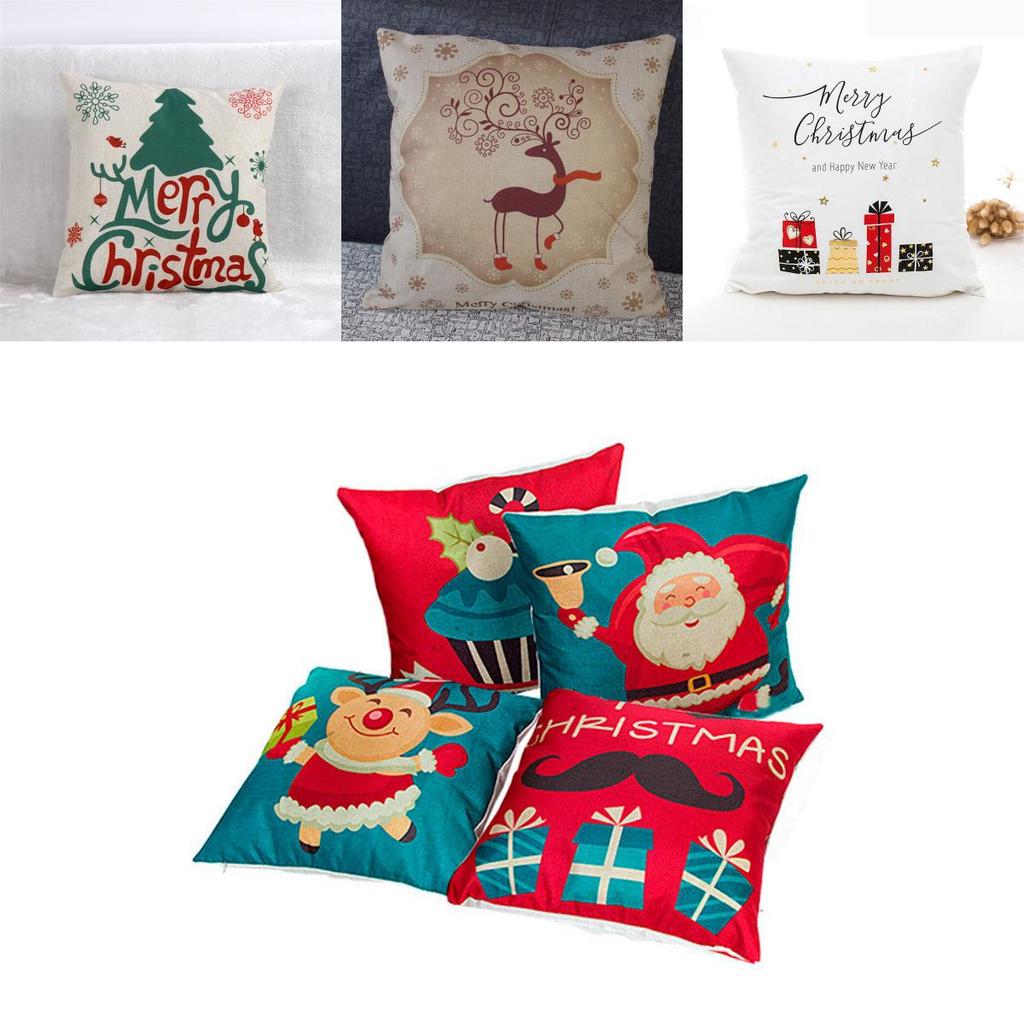 Luxurious Christmas Pillow Case Glitter Cotton Linen Sofa Throw Cushion Cover For Cozy Living