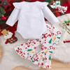 3 шт. Боди для девочки из хлопка с принтом Санта-Клауса, расклешенные брюки с повязкой на голову, рождественский комплект одежды