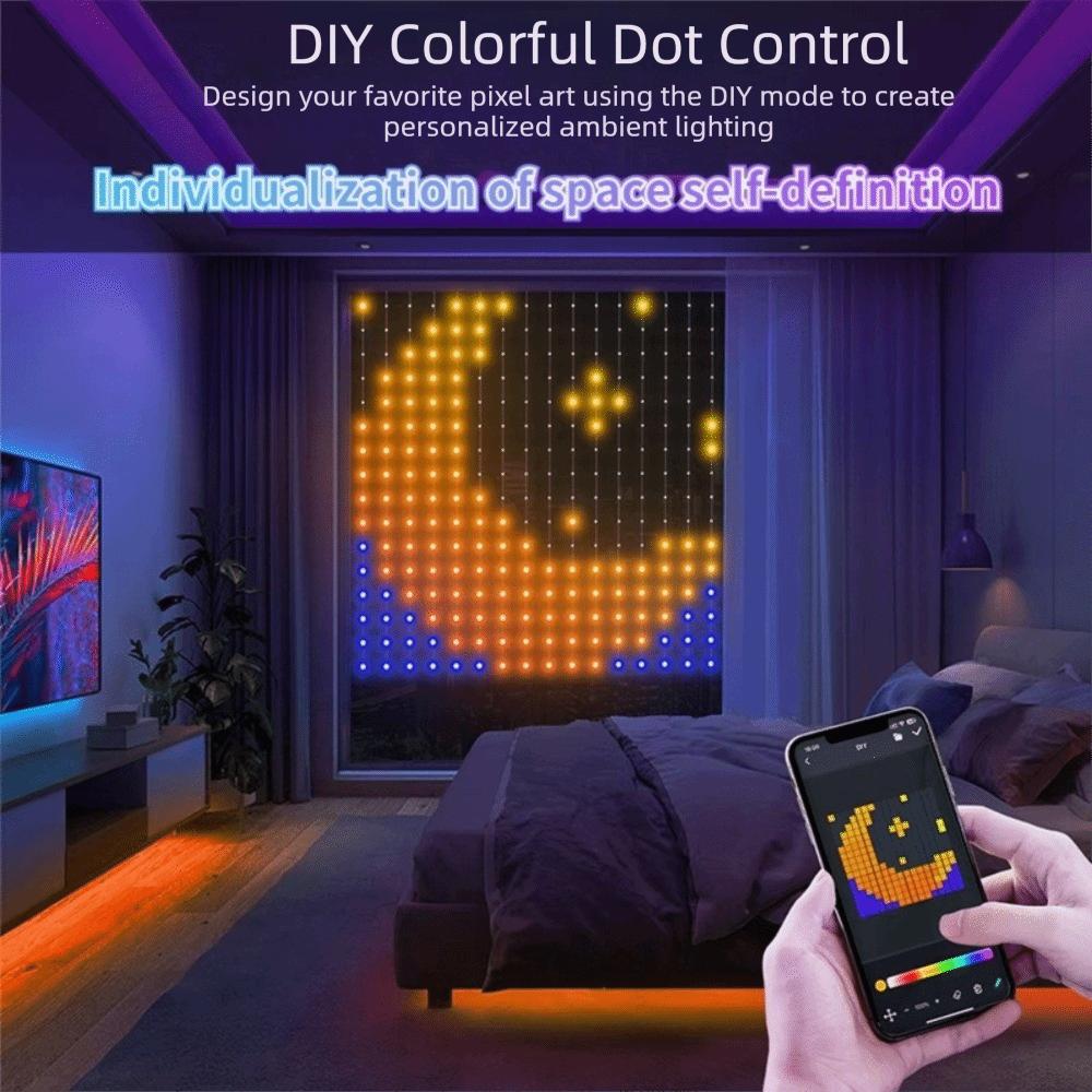 Новые RGB Умные Гирлянды для Штор Синхронизация с Музыкой Управление через Приложение и Пульт ДУ Светодиодные Гирлянды для Вечеринки на Новый Год