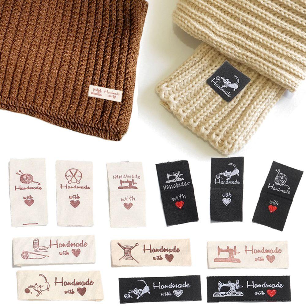 Cartoon Cat Knitting Wool Ball Clothing Tags Clothes Labels Handmade With Love Garment Accessories