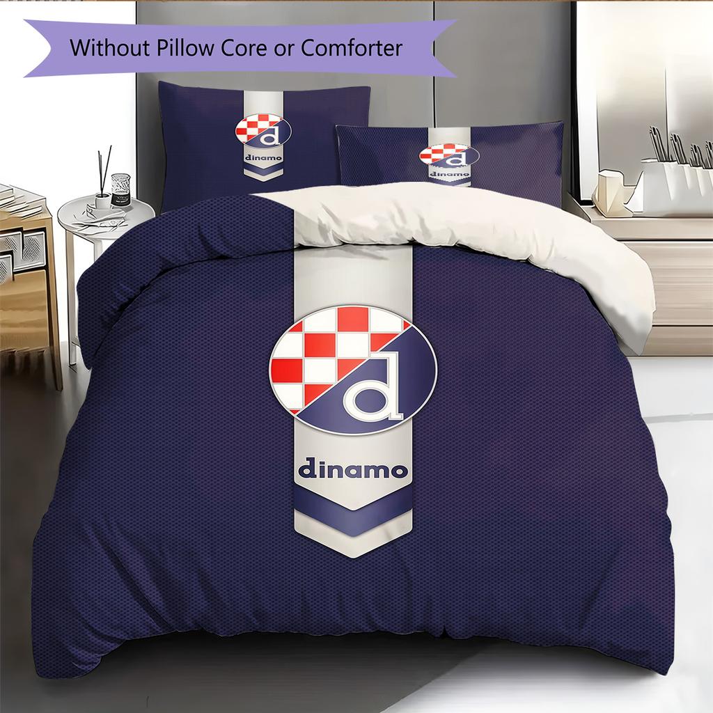 GNK Dinamo Zagreb Pattern Bedding Quilt Set Home Decoration Gift (1 * duvet cover + 2 * pillowcase without core)