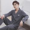 Мужская пижама с длинным рукавом из 100% хлопка — весенне-осенний стиль, зимний комплект домашней одежды для молодежи и людей среднего возраста