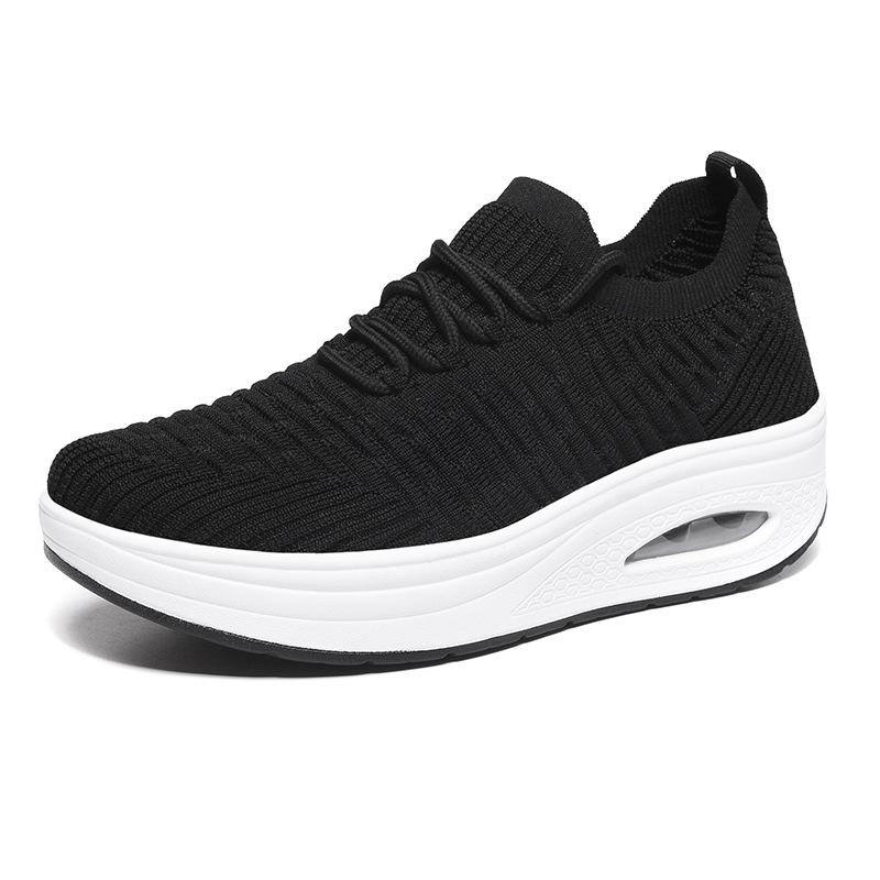 Весенняя модная дышащая сетчатая женская обувь на толстой подошве-клине, женская спортивная универсальная повседневная обувь для женщин