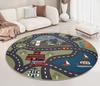Traffic Road Round Carpet Children's Room Decoration Rugs Nursery Baby Crawl Game Non-slip Floor Mat Kids Bedroom izable