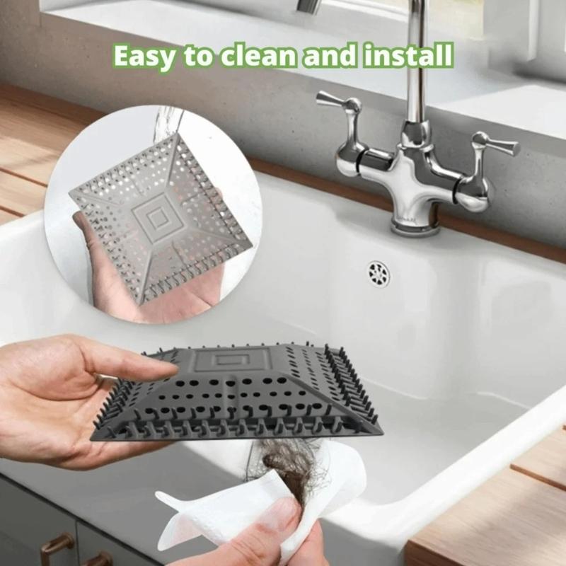Square Shape Silicone Floor Drain Cover Mesh Sink Strainer Hair Catcher Sewer Outfall Drain Filter Easy to Use