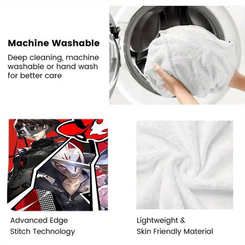 Colorful anime style 2D Flat Pattern Flannel Blanket High quality All Seasons Warmth and Comfort Perfect for Christmas Gifts.P260914477