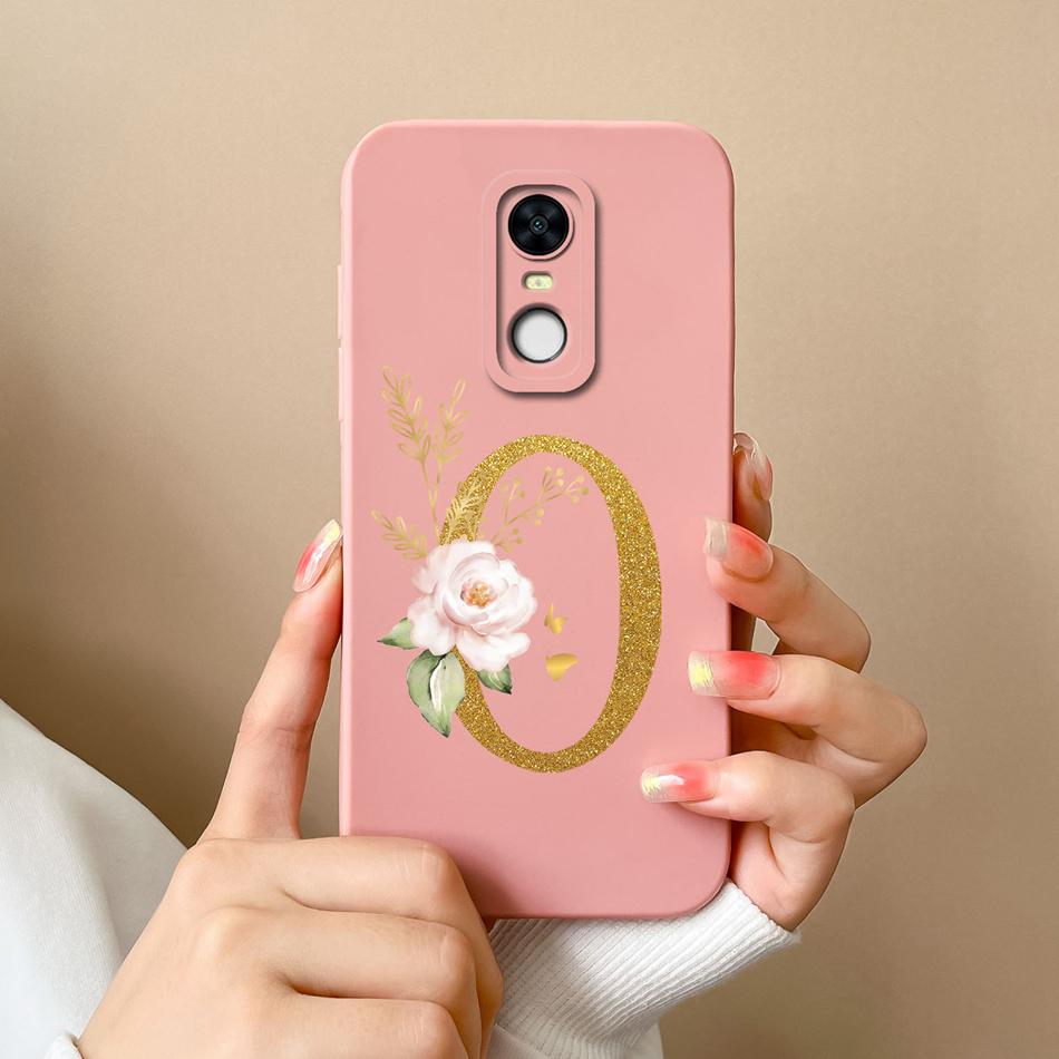 Для Redmi 5 Plus Note5 Чехлы Блестящие Буквы от A до Z Жидкий Силикон Противоударные Защитные Задние Крышки для Redmi5Plus Note5 Funda