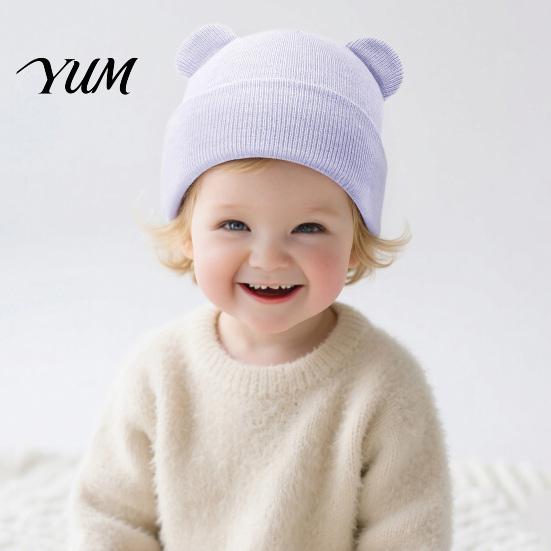 Infant Knitted Hat Baby Winter Hat, Cute Bear Ears Cozy Knit Soft Daily Wear Accessory Warm Skull Cap for Newborn Toddler Boys Girls, 0-36 Months
