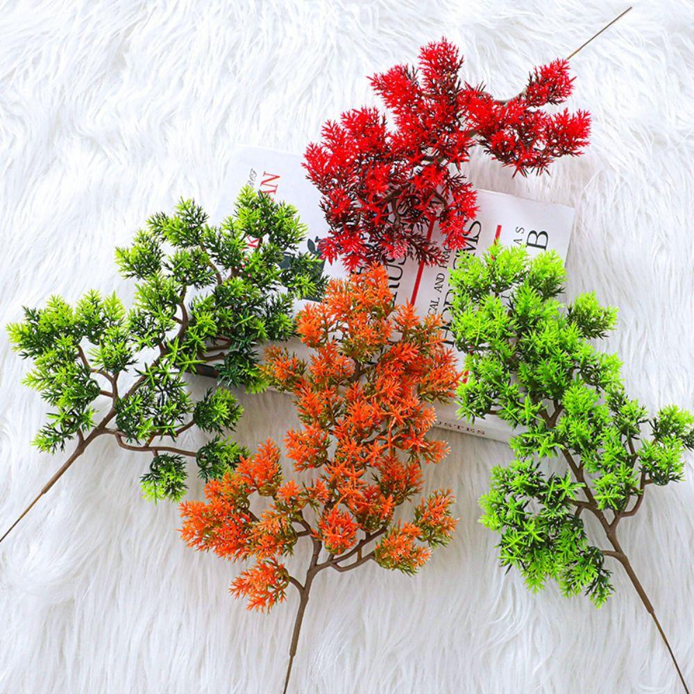 Green Artificial Pine Green Branch Handmade Fake Pine Leaves Simulation Pine Branch Garden