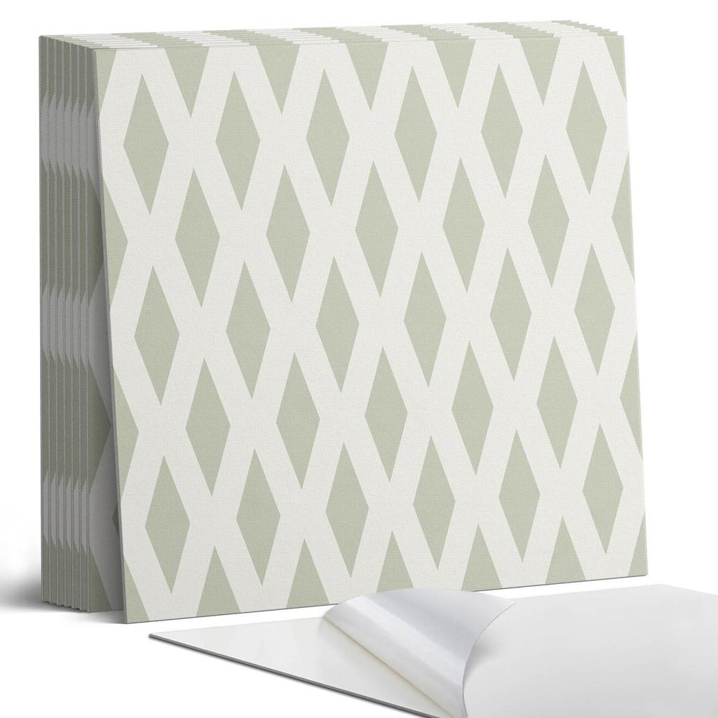 Vinyl Tiles with Graphics for the Bathroom. Diamond Pattern in a Grid 9x30x30 cm