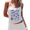 Polyester Women's Ocean Animal Print Tank Top Slim Fit Spaghetti Strap Summer Casual Sexy Streetwear Top Women Clothing Tops