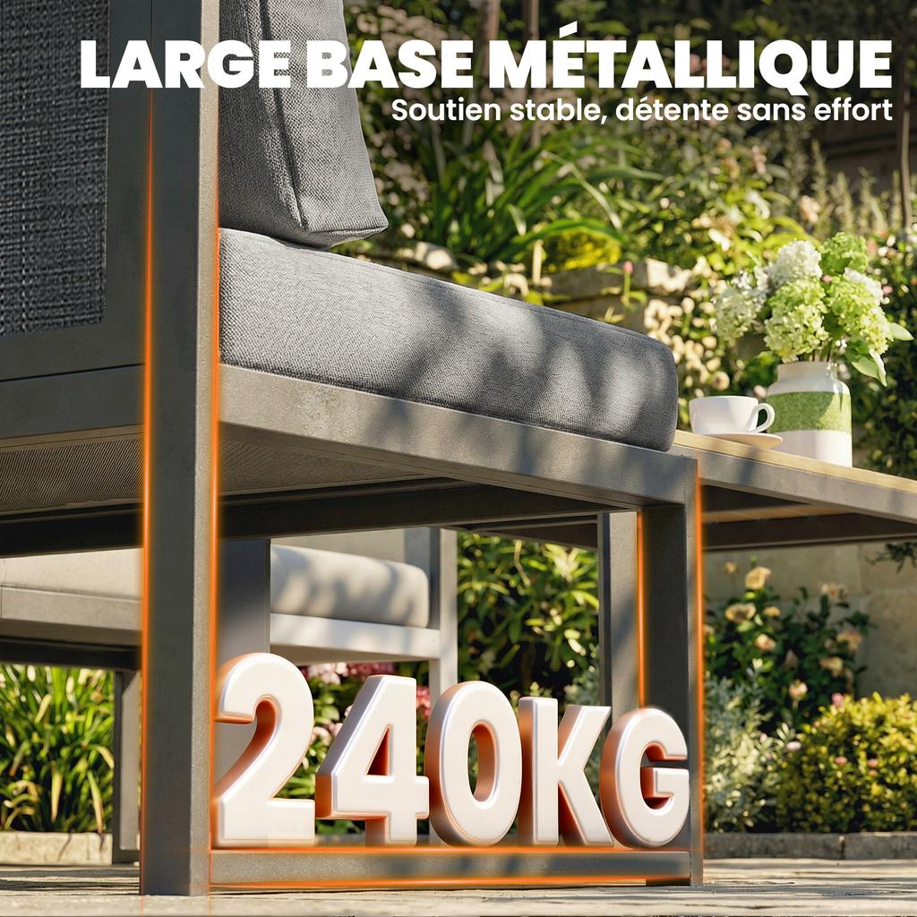 Modular Outdoor Corner Garden Lounge Set 6 People, Sofas, Coffee Table and Cushions, Dark Grey