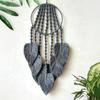 Macrame Wall Hanging Handmade Woven 7 Leaf Tassel Tapestry for Kids Room Wedding Decoration X3UC