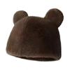 Шапка с ушками маленького медведя, плюшевая шапка из искусственного норкового флиса, универсальная женская шапка-бини