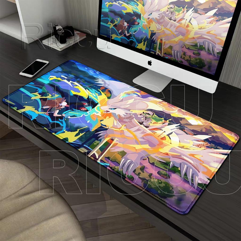 Pokemon Zekrom Reshiram Mouse Pad Anime Gaming Large Playmat Laptop Gamer PC Keyboard Accessorie HD printing LockEdge Rubber Rug