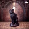 Gothic Candle Holder Vintage Cat Wolf Bat Statue Halloween Candlestick For Home Party Decoration Resin Sculpture