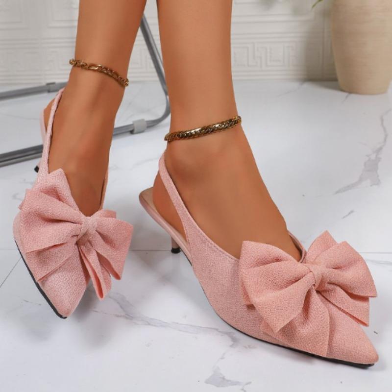 Fashion High Heel Sandals Summer 2025 New Pointed Toe Stiletto Black Sexy Bow Ladies Sandals Big Size Pointed End Slippers Shoe Woman