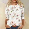 Women's Fashion Casual Seven Sleeve Printed Round Neck T-Shirt Top