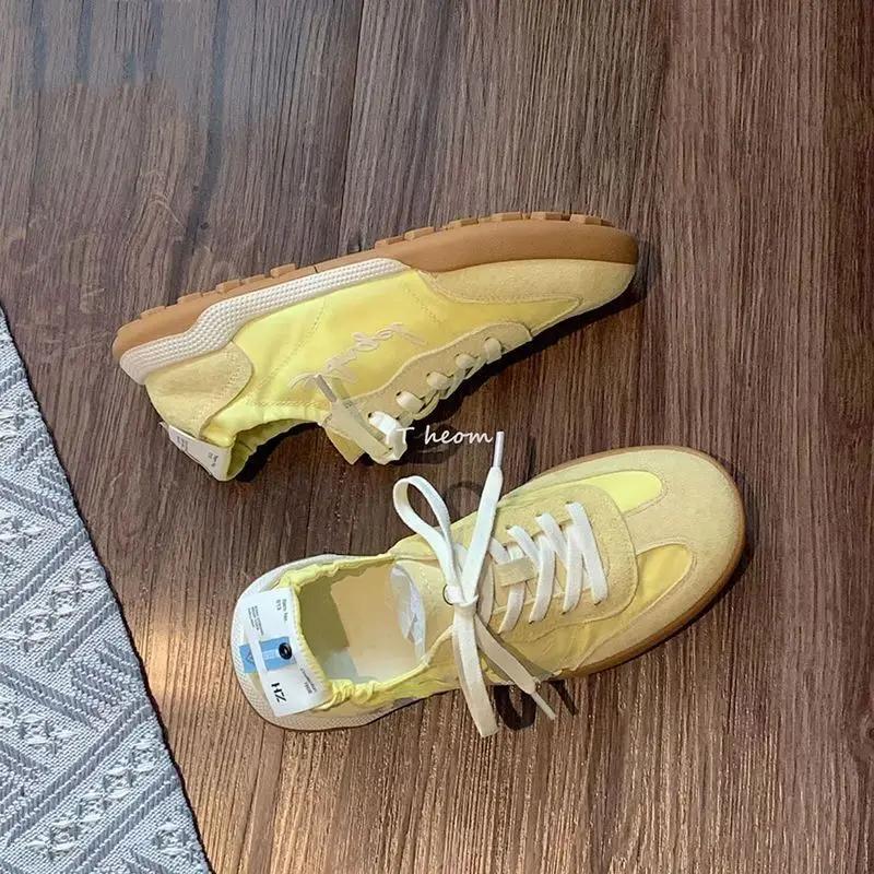 Туфли для женщин с круглым носком Корейская женская обувь на шнуровке Дизайнерская роскошь H Walking A Light Оригинальная высококачественная распродажа Эстетическая