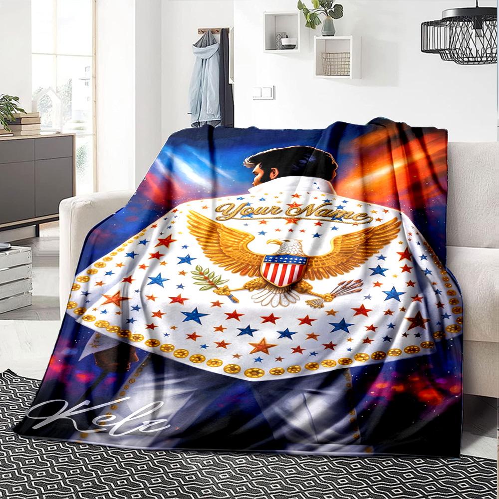 Elvis Presley Personalized Text Blanket Lightweight Customizable Blanket Durable Comfort Throw For Bed Livingroom Home Decor Office