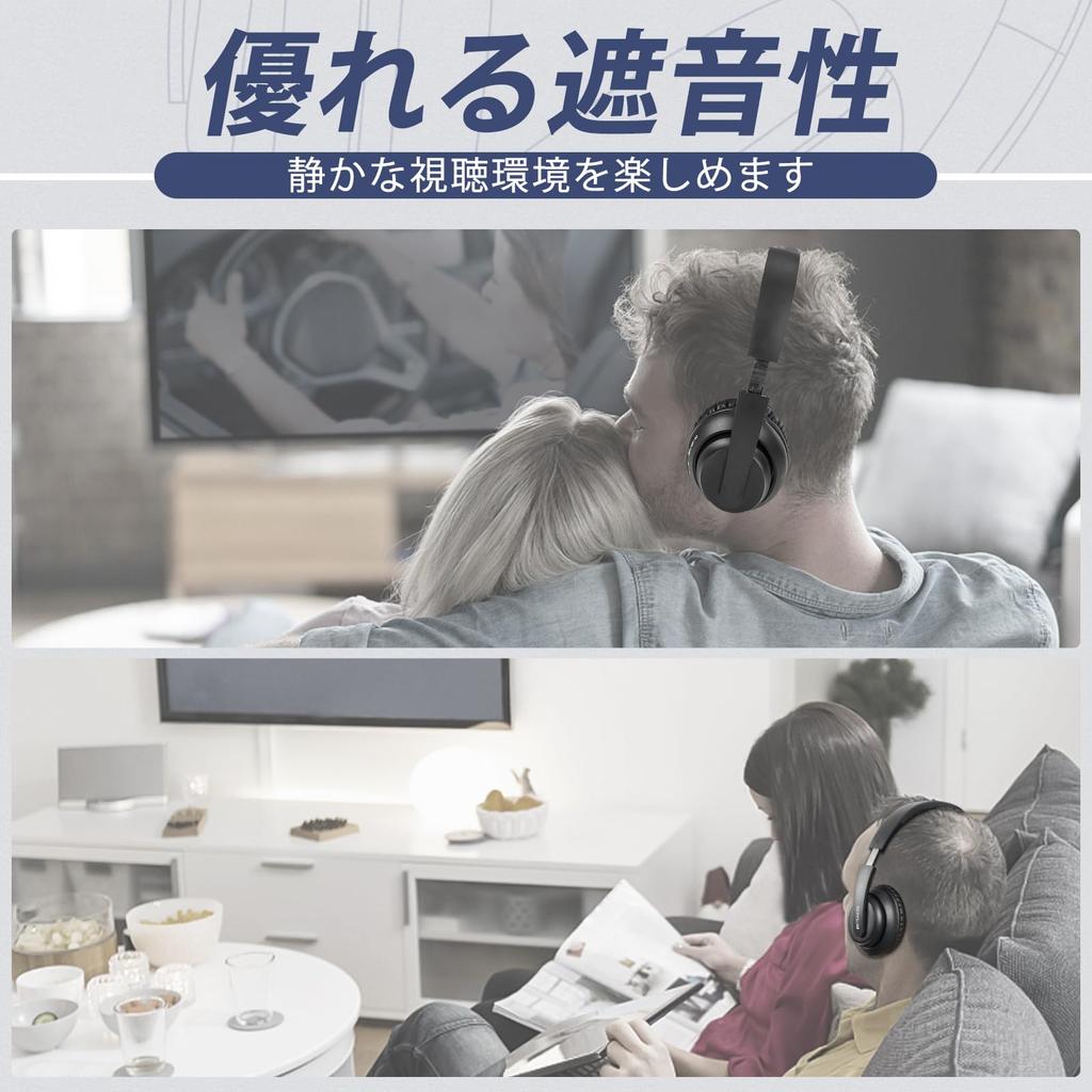 Retekess TA006 TV Headphones with LCD Battery Level Long Playback Wide Supports Simultaneous Connection of Two or More Headphones for TV Display,