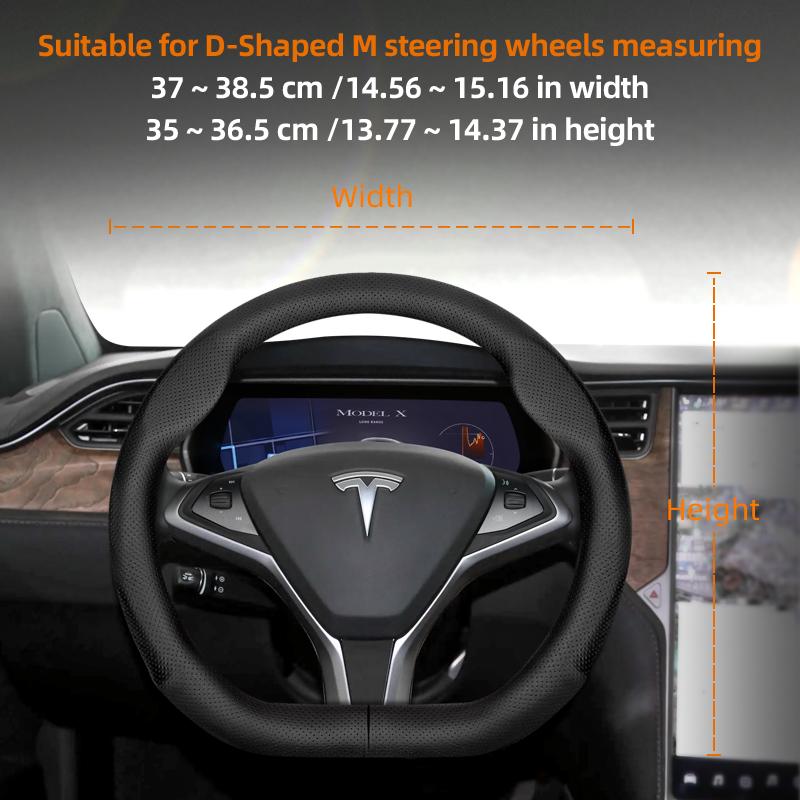 Suitable for Tesla Ultra-Thin Breathable Leather Steering Wheel Cover Suitable for Model 3 Y X S 2024