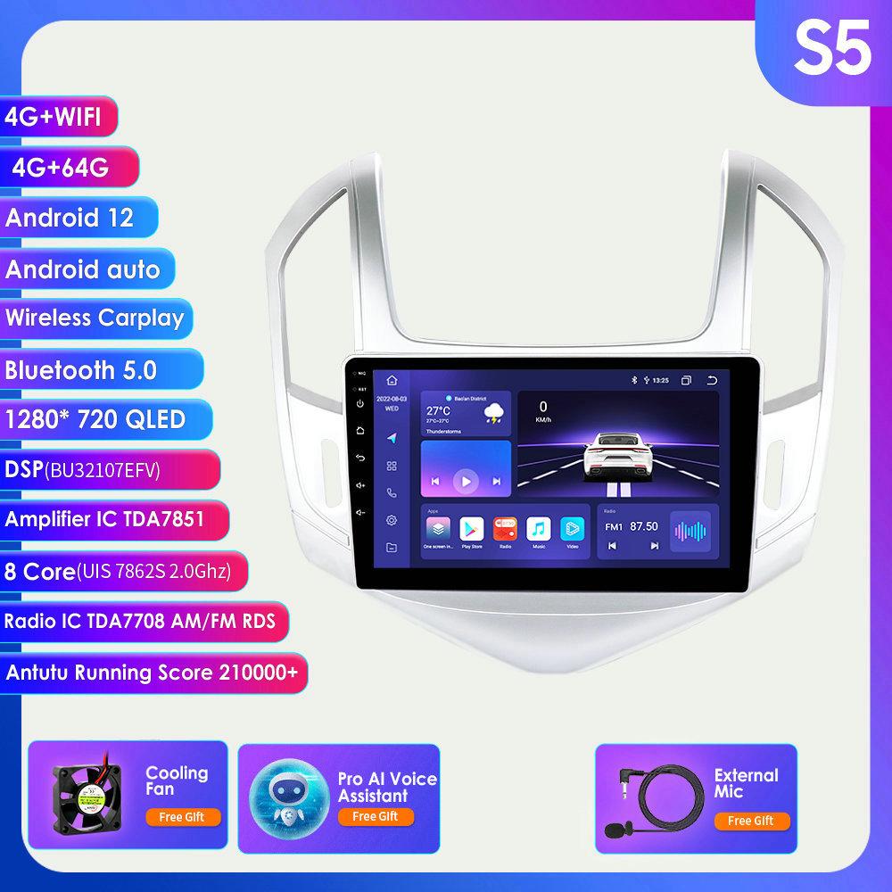 Hizpo 4G-LTE 9-дюймовый Android 12 Автомобильный радиоприемник для Chevrolet Cruze J300 J308 2012-2015 Мультимедийный плеер GPS 2Din Carplay Авто Стерео Bluetooth SWC Головное устройство